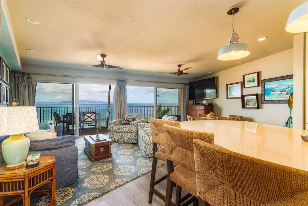 living room of maui vacation rental from Bello Realty, Inc.