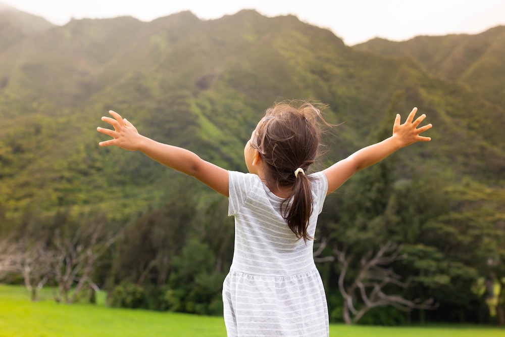 Little girl outside in Hawaii