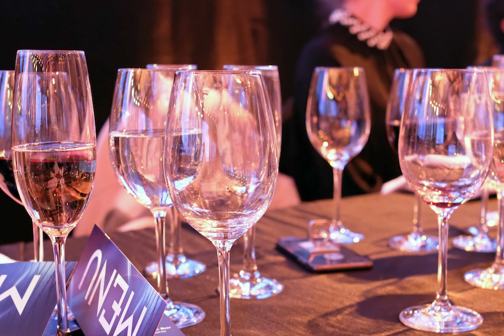 Wine glasses on a table